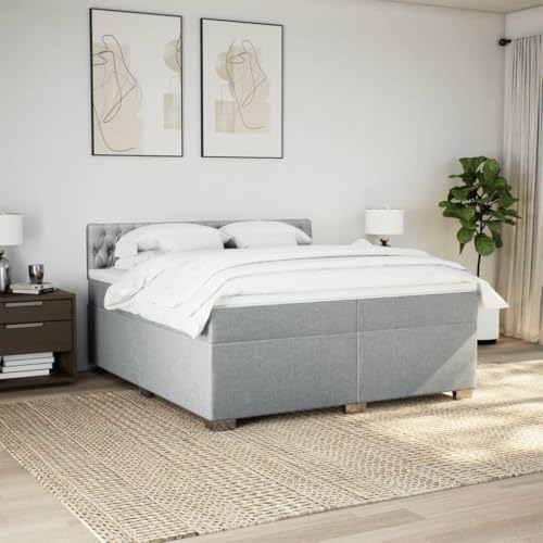 HEFZGDB Boxspringbett mit Matratze Hellgrau 200x200 cm Stoff Daybed Gästebett Bettgestell Einzelbett für Gästezimmer Schlafzimmer Wohnbereich Herberge HEFZGDB Boxspringbett mit Matratze Hellgrau 200x200 cm Stoff Daybed Gästebett Bettgestell Einzelbett für Gästezimmer Schlafzimmer Wohnbereich Herberge von HEFZGDB