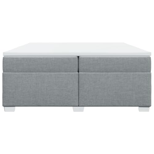 HEFZGDB Boxspringbett mit Matratze Hellgrau 200x200 cm Stoff Double Bed Gästebett Bed Frame Bettrahmen für Wohnbereich Gästezimmer Herberge Schlafzimmer von HEFZGDB