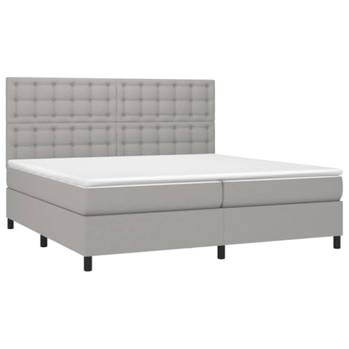 HEFZGDB Boxspringbett mit Matratze Hellgrau 200x200 cm Stoff Double Bed Gästebett Bed Frame Doppelbett für Gästezimmer Wohnbereich Schlafzimmer Herberge HEFZGDB Boxspringbett mit Matratze Hellgrau 200x200 cm Stoff Double Bed Gästebett Bed Frame Doppelbett für Gästezimmer Wohnbereich Schlafzimmer Herberge von HEFZGDB