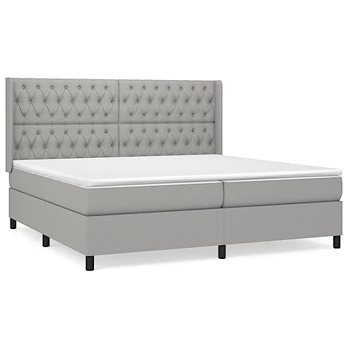 HEFZGDB Boxspringbett mit Matratze Hellgrau 200x200 cm Stoff Ehebett Gästebett Familienbett Einzelbett für Gästezimmer Herberge Wohnbereich Schlafzimmer HEFZGDB Boxspringbett mit Matratze Hellgrau 200x200 cm Stoff Ehebett Gästebett Familienbett Einzelbett für Gästezimmer Herberge Wohnbereich Schlafzimmer von HEFZGDB