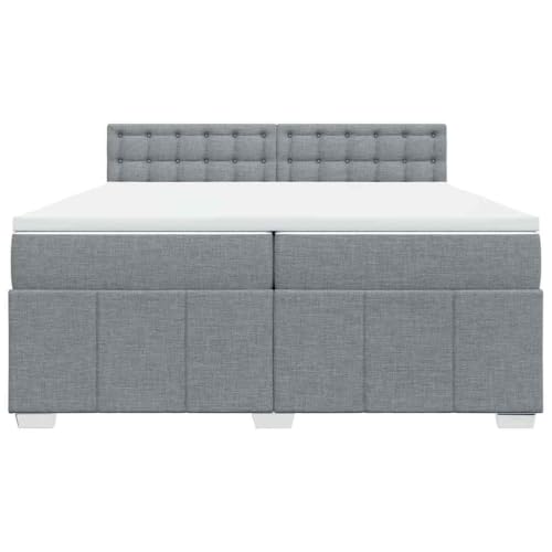HEFZGDB Boxspringbett mit Matratze Hellgrau 200x200 cm Stoff Jugendbett Bettgestell Familienbett Doppelbett für Gästezimmer Wohnbereich Schlafzimmer Herberge HEFZGDB Boxspringbett mit Matratze Hellgrau 200x200 cm Stoff Jugendbett Bettgestell Familienbett Doppelbett für Gästezimmer Wohnbereich Schlafzimmer Herberge von HEFZGDB
