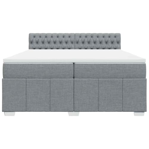 HEFZGDB Boxspringbett mit Matratze Hellgrau 200x200 cm Stoff Jugendbett Bettgestell Familienbett Doppelbett für Gästezimmer Wohnbereich Schlafzimmer Herberge von HEFZGDB