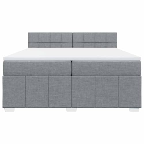 HEFZGDB Boxspringbett mit Matratze Hellgrau 200x200 cm Stoff Jugendbett Bettgestell Familienbett Doppelbett für Gästezimmer Wohnbereich Schlafzimmer Herberge von HEFZGDB