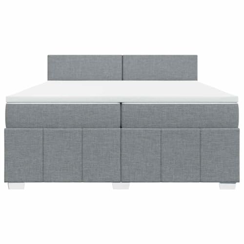 HEFZGDB Boxspringbett mit Matratze Hellgrau 200x200 cm Stoff Jugendbett Bettgestell Familienbett Doppelbett für Gästezimmer Wohnbereich Schlafzimmer Herberge von HEFZGDB
