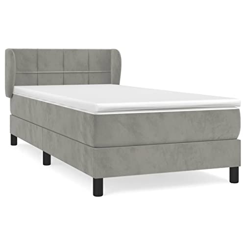HEFZGDB Boxspringbett mit Matratze Hellgrau 80x200 cm Samt Jugendbett Gästebett Bettgestell Single Bed für Gästezimmer Wohnbereich Schlafzimmer Herberge HEFZGDB Boxspringbett mit Matratze Hellgrau 80x200 cm Samt Jugendbett Gästebett Bettgestell Single Bed für Gästezimmer Wohnbereich Schlafzimmer Herberge von HEFZGDB