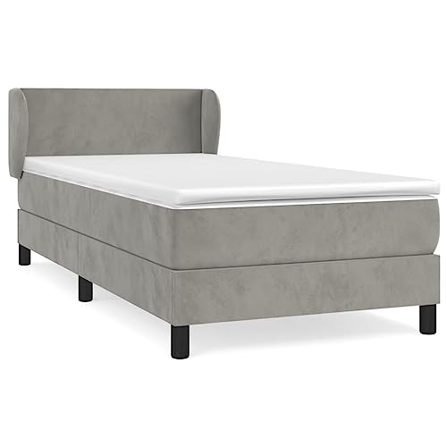 HEFZGDB Boxspringbett mit Matratze Hellgrau 80x200 cm Samt Jugendbett Gästebett Bettgestell Single Bed für Gästezimmer Wohnbereich Schlafzimmer Herberge HEFZGDB Boxspringbett mit Matratze Hellgrau 80x200 cm Samt Jugendbett Gästebett Bettgestell Single Bed für Gästezimmer Wohnbereich Schlafzimmer Herberge von HEFZGDB