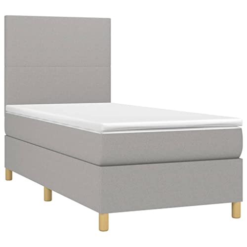 HEFZGDB Boxspringbett mit Matratze Hellgrau 80x200 cm Stoff Daybed Gästebett Bed Frame Bettrahmen für Herberge Wohnbereich Gästezimmer Schlafzimmer HEFZGDB Boxspringbett mit Matratze Hellgrau 80x200 cm Stoff Daybed Gästebett Bed Frame Bettrahmen für Herberge Wohnbereich Gästezimmer Schlafzimmer von HEFZGDB