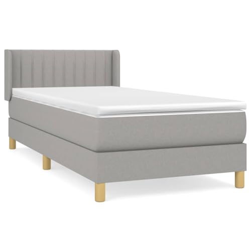 HEFZGDB Boxspringbett mit Matratze Hellgrau 80x200 cm Stoff Ehebett Bettgestell Bed Frame Einzelbett für Schlafzimmer Wohnbereich Herberge Gästezimmer HEFZGDB Boxspringbett mit Matratze Hellgrau 80x200 cm Stoff Ehebett Bettgestell Bed Frame Einzelbett für Schlafzimmer Wohnbereich Herberge Gästezimmer von HEFZGDB