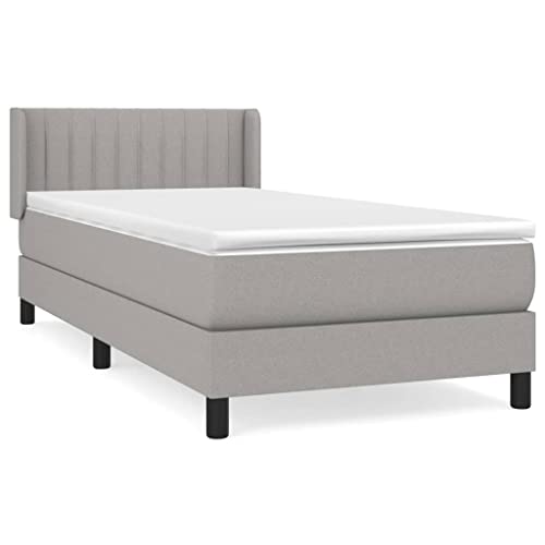 HEFZGDB Boxspringbett mit Matratze Hellgrau 80x200 cm Stoff Ehebett Gästebett Bed Frame Single Bed für Wohnbereich Gästezimmer Herberge Schlafzimmer HEFZGDB Boxspringbett mit Matratze Hellgrau 80x200 cm Stoff Ehebett Gästebett Bed Frame Single Bed für Wohnbereich Gästezimmer Herberge Schlafzimmer von HEFZGDB