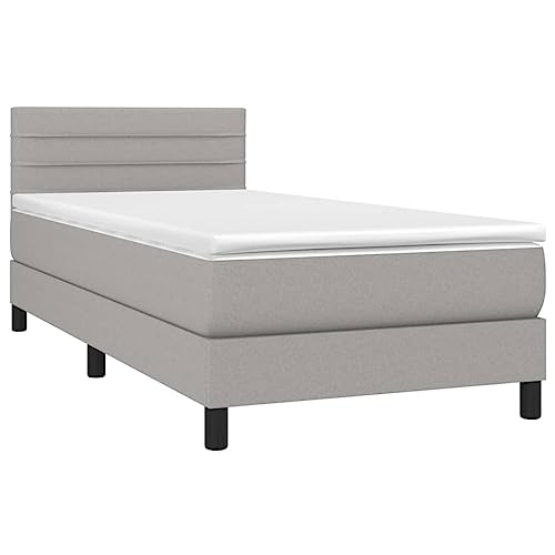 HEFZGDB Boxspringbett mit Matratze Hellgrau 80x200 cm Stoff Single Bed Bed Frame Einzelbetten Doppelbett für Herberge Schlafzimmer Wohnbereich Gästezimmer HEFZGDB Boxspringbett mit Matratze Hellgrau 80x200 cm Stoff Single Bed Bed Frame Einzelbetten Doppelbett für Herberge Schlafzimmer Wohnbereich Gästezimmer von HEFZGDB