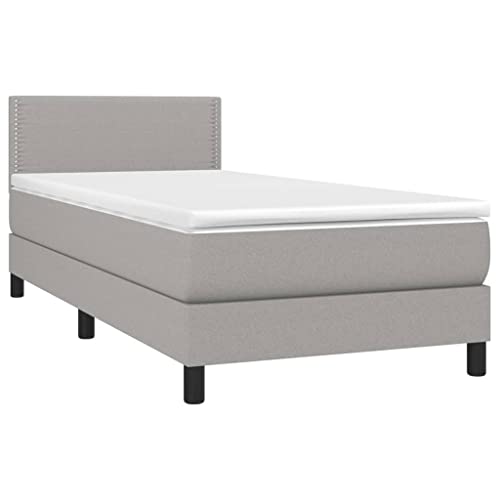 HEFZGDB Boxspringbett mit Matratze Hellgrau 80x200 cm Stoff Single Bed Bed Frame Einzelbetten Doppelbett für Herberge Schlafzimmer Wohnbereich Gästezimmer HEFZGDB Boxspringbett mit Matratze Hellgrau 80x200 cm Stoff Single Bed Bed Frame Einzelbetten Doppelbett für Herberge Schlafzimmer Wohnbereich Gästezimmer von HEFZGDB