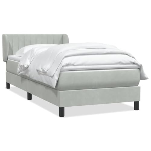 HEFZGDB Boxspringbett mit Matratze Hellgrau 80x210 cm Samt Jugendbett Gästebett Bettgestell Single Bed für Gästezimmer Wohnbereich Schlafzimmer Herberge HEFZGDB Boxspringbett mit Matratze Hellgrau 80x210 cm Samt Jugendbett Gästebett Bettgestell Single Bed für Gästezimmer Wohnbereich Schlafzimmer Herberge von HEFZGDB