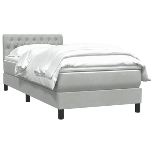 HEFZGDB Boxspringbett mit Matratze Hellgrau 80x210 cm Samt Jugendbett Gästebett Einzelbetten Doppelbett für Herberge Gästezimmer Schlafzimmer Wohnbereich HEFZGDB Boxspringbett mit Matratze Hellgrau 80x210 cm Samt Jugendbett Gästebett Einzelbetten Doppelbett für Herberge Gästezimmer Schlafzimmer Wohnbereich von HEFZGDB