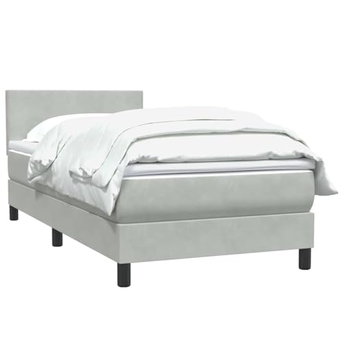 HEFZGDB Boxspringbett mit Matratze Hellgrau 80x210 cm Samt Jugendbett Gästebett Einzelbetten Doppelbett für Herberge Gästezimmer Schlafzimmer Wohnbereich HEFZGDB Boxspringbett mit Matratze Hellgrau 80x210 cm Samt Jugendbett Gästebett Einzelbetten Doppelbett für Herberge Gästezimmer Schlafzimmer Wohnbereich von HEFZGDB