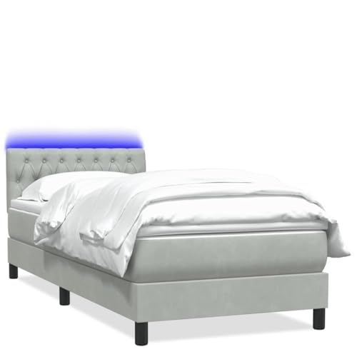 HEFZGDB Boxspringbett mit Matratze Hellgrau 80x220 cm Samt Ehebett Bettgestell Familienbett Bettrahmen für Wohnbereich Herberge Schlafzimmer Gästezimmer HEFZGDB Boxspringbett mit Matratze Hellgrau 80x220 cm Samt Ehebett Bettgestell Familienbett Bettrahmen für Wohnbereich Herberge Schlafzimmer Gästezimmer von HEFZGDB