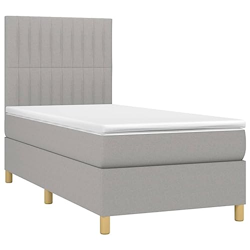 HEFZGDB Boxspringbett mit Matratze Hellgrau 90x190 cm Stoff Daybed Gästebett Bed Frame Bettrahmen für Herberge Wohnbereich Gästezimmer Schlafzimmer HEFZGDB Boxspringbett mit Matratze Hellgrau 90x190 cm Stoff Daybed Gästebett Bed Frame Bettrahmen für Herberge Wohnbereich Gästezimmer Schlafzimmer von HEFZGDB