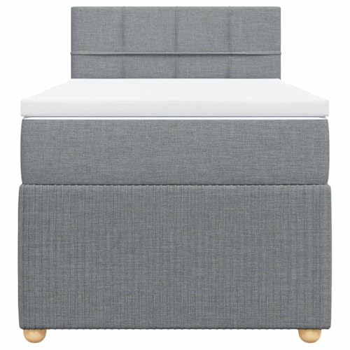 HEFZGDB Boxspringbett mit Matratze Hellgrau 90x190 cm Stoff Ehebett Gästebett Einzelbetten Bettrahmen für Herberge Wohnbereich Schlafzimmer Gästezimmer HEFZGDB Boxspringbett mit Matratze Hellgrau 90x190 cm Stoff Ehebett Gästebett Einzelbetten Bettrahmen für Herberge Wohnbereich Schlafzimmer Gästezimmer von HEFZGDB