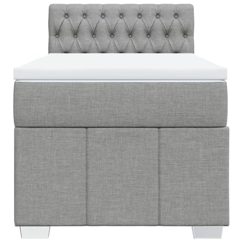 HEFZGDB Boxspringbett mit Matratze Hellgrau 90x190 cm Stoff Jugendbett Bettgestell Familienbett Doppelbett für Gästezimmer Wohnbereich Schlafzimmer Herberge HEFZGDB Boxspringbett mit Matratze Hellgrau 90x190 cm Stoff Jugendbett Bettgestell Familienbett Doppelbett für Gästezimmer Wohnbereich Schlafzimmer Herberge von HEFZGDB