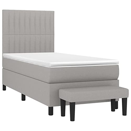 HEFZGDB Boxspringbett mit Matratze Hellgrau 90x190 cm Stoff Jugendbett Gästebett Bed Frame Einzelbett für Schlafzimmer Gästezimmer Herberge Wohnbereich HEFZGDB Boxspringbett mit Matratze Hellgrau 90x190 cm Stoff Jugendbett Gästebett Bed Frame Einzelbett für Schlafzimmer Gästezimmer Herberge Wohnbereich von HEFZGDB