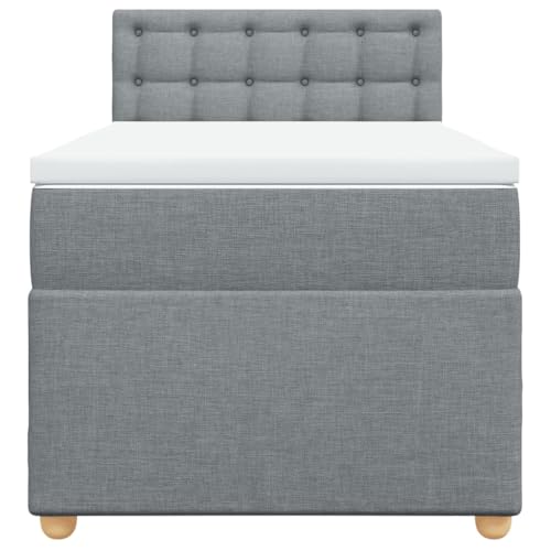 HEFZGDB Boxspringbett mit Matratze Hellgrau 90x200 cm Stoff Ehebett Bettgestell Bed Frame Einzelbett für Schlafzimmer Gästezimmer Wohnbereich Herberge HEFZGDB Boxspringbett mit Matratze Hellgrau 90x200 cm Stoff Ehebett Bettgestell Bed Frame Einzelbett für Schlafzimmer Gästezimmer Wohnbereich Herberge von HEFZGDB
