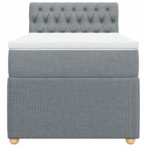 HEFZGDB Boxspringbett mit Matratze Hellgrau 90x200 cm Stoff Ehebett Gästebett Einzelbetten Bettrahmen für Herberge Wohnbereich Schlafzimmer Gästezimmer HEFZGDB Boxspringbett mit Matratze Hellgrau 90x200 cm Stoff Ehebett Gästebett Einzelbetten Bettrahmen für Herberge Wohnbereich Schlafzimmer Gästezimmer von HEFZGDB