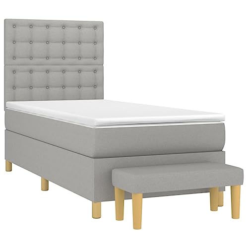 HEFZGDB Boxspringbett mit Matratze Hellgrau 90x200 cm Stoff Guest Bed Gästebett Bed Frame Familienbett für Schlafzimmer Gästezimmer Wohnbereich Herberge HEFZGDB Boxspringbett mit Matratze Hellgrau 90x200 cm Stoff Guest Bed Gästebett Bed Frame Familienbett für Schlafzimmer Gästezimmer Wohnbereich Herberge von HEFZGDB