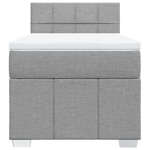 HEFZGDB Boxspringbett mit Matratze Hellgrau 90x200 cm Stoff Jugendbett Bettgestell Familienbett Doppelbett für Gästezimmer Wohnbereich Schlafzimmer Herberge HEFZGDB Boxspringbett mit Matratze Hellgrau 90x200 cm Stoff Jugendbett Bettgestell Familienbett Doppelbett für Gästezimmer Wohnbereich Schlafzimmer Herberge von HEFZGDB