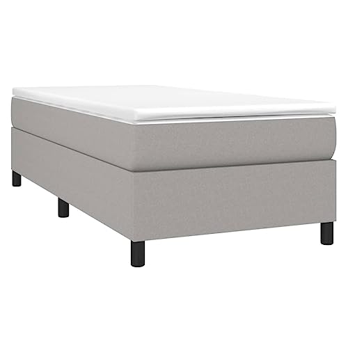 HEFZGDB Boxspringbett mit Matratze Hellgrau 90x200 cm Stoff Jugendbett Gästebett Familienbett Bettrahmen für Wohnbereich Herberge Gästezimmer Schlafzimmer HEFZGDB Boxspringbett mit Matratze Hellgrau 90x200 cm Stoff Jugendbett Gästebett Familienbett Bettrahmen für Wohnbereich Herberge Gästezimmer Schlafzimmer von HEFZGDB