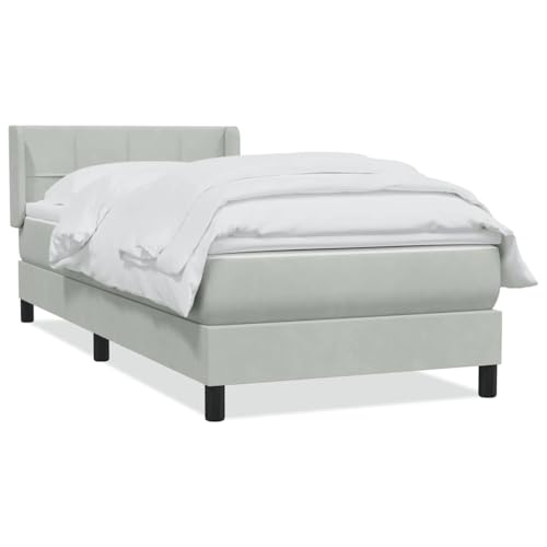 HEFZGDB Boxspringbett mit Matratze Hellgrau 90x210 cm Samt Daybed Gästebett Bettgestell Einzelbett für Wohnbereich Schlafzimmer Gästezimmer Herberge HEFZGDB Boxspringbett mit Matratze Hellgrau 90x210 cm Samt Daybed Gästebett Bettgestell Einzelbett für Wohnbereich Schlafzimmer Gästezimmer Herberge von HEFZGDB