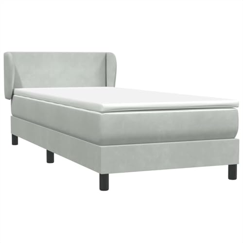 HEFZGDB Boxspringbett mit Matratze Hellgrau 90x210 cm Samt Jugendbett Gästebett Bettgestell Single Bed für Gästezimmer Wohnbereich Schlafzimmer Herberge HEFZGDB Boxspringbett mit Matratze Hellgrau 90x210 cm Samt Jugendbett Gästebett Bettgestell Single Bed für Gästezimmer Wohnbereich Schlafzimmer Herberge von HEFZGDB