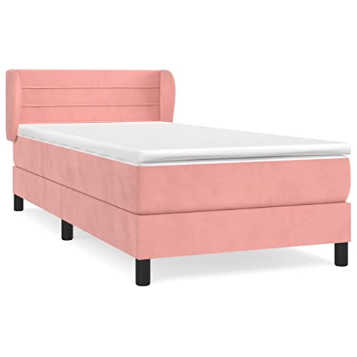 HEFZGDB Boxspringbett mit Matratze Rosa 100x200 cm Samt Jugendbett Gästebett Bettgestell Single Bed für Gästezimmer Wohnbereich Schlafzimmer Herberge HEFZGDB Boxspringbett mit Matratze Rosa 100x200 cm Samt Jugendbett Gästebett Bettgestell Single Bed für Gästezimmer Wohnbereich Schlafzimmer Herberge von HEFZGDB