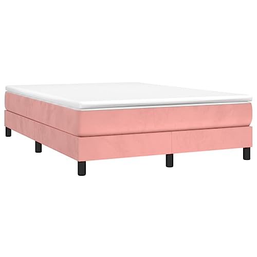 HEFZGDB Boxspringbett mit Matratze Rosa 140x190 cm Samt Bette Gästebett Bettgestell Doppelbett für Gästezimmer Schlafzimmer Wohnbereich Herberge von HEFZGDB