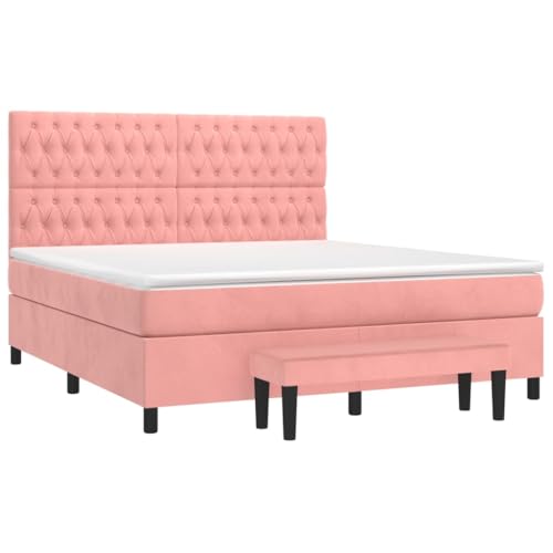 HEFZGDB Boxspringbett mit Matratze Rosa 180x200 cm Samt Ehebett Bed Frame Familienbett Doppelbett für Schlafzimmer Wohnbereich Herberge Gästezimmer HEFZGDB Boxspringbett mit Matratze Rosa 180x200 cm Samt Ehebett Bed Frame Familienbett Doppelbett für Schlafzimmer Wohnbereich Herberge Gästezimmer von HEFZGDB