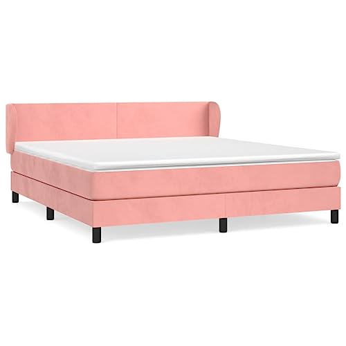 HEFZGDB Boxspringbett mit Matratze Rosa 180x200 cm Samt Jugendbett Gästebett Bettgestell Single Bed für Gästezimmer Wohnbereich Schlafzimmer Herberge von HEFZGDB