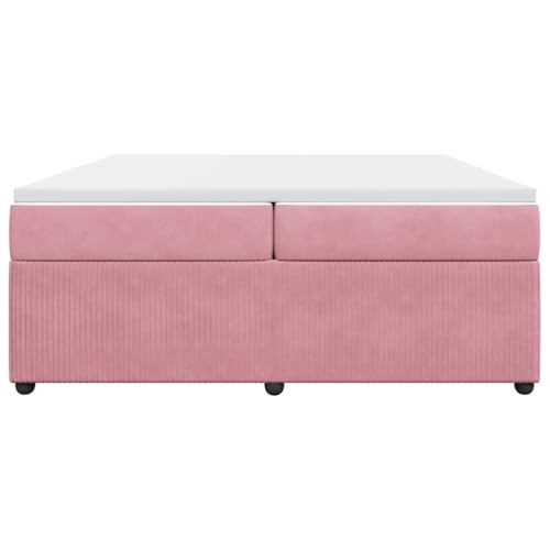 HEFZGDB Boxspringbett mit Matratze Rosa 200x200 cm Samt Ehebett Bed Frame Familienbett Doppelbett für Gästezimmer Herberge Schlafzimmer Wohnbereich von HEFZGDB