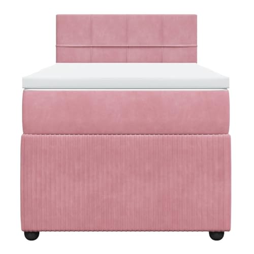 HEFZGDB Boxspringbett mit Matratze Rosa 80x200 cm Samt Daybed Bettgestell Bed Frame Doppelbett für Wohnbereich Schlafzimmer Gästezimmer Herberge von HEFZGDB