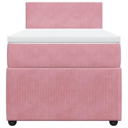 HEFZGDB Boxspringbett mit Matratze Rosa 80x200 cm Samt Daybed Bettgestell Bed Frame Doppelbett für Wohnbereich Schlafzimmer Gästezimmer Herberge von HEFZGDB