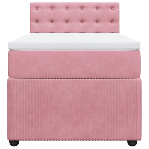 HEFZGDB Boxspringbett mit Matratze Rosa 80x200 cm Samt Daybed Bettgestell Bed Frame Doppelbett für Wohnbereich Schlafzimmer Gästezimmer Herberge von HEFZGDB