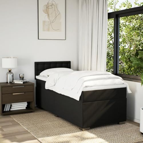 HEFZGDB Boxspringbett mit Matratze Schwarz 100x200 cm Stoff Daybed Gästebett Bettgestell Einzelbett für Gästezimmer Schlafzimmer Wohnbereich Herberge HEFZGDB Boxspringbett mit Matratze Schwarz 100x200 cm Stoff Daybed Gästebett Bettgestell Einzelbett für Gästezimmer Schlafzimmer Wohnbereich Herberge von HEFZGDB