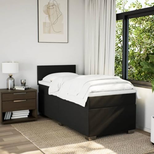 HEFZGDB Boxspringbett mit Matratze Schwarz 100x200 cm Stoff Daybed Gästebett Bettgestell Einzelbett für Gästezimmer Schlafzimmer Wohnbereich Herberge HEFZGDB Boxspringbett mit Matratze Schwarz 100x200 cm Stoff Daybed Gästebett Bettgestell Einzelbett für Gästezimmer Schlafzimmer Wohnbereich Herberge von HEFZGDB