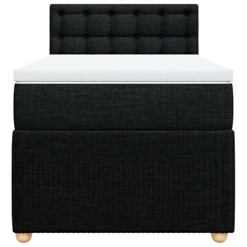 HEFZGDB Boxspringbett mit Matratze Schwarz 100x200 cm Stoff Ehebett Gästebett Einzelbetten Bettrahmen für Herberge Wohnbereich Schlafzimmer Gästezimmer HEFZGDB Boxspringbett mit Matratze Schwarz 100x200 cm Stoff Ehebett Gästebett Einzelbetten Bettrahmen für Herberge Wohnbereich Schlafzimmer Gästezimmer von HEFZGDB