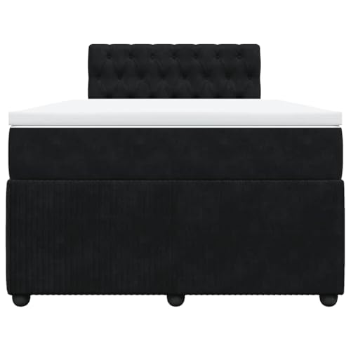 HEFZGDB Boxspringbett mit Matratze Schwarz 120x190 cm Samt Daybed Bettgestell Bed Frame Doppelbett für Wohnbereich Schlafzimmer Gästezimmer Herberge von HEFZGDB