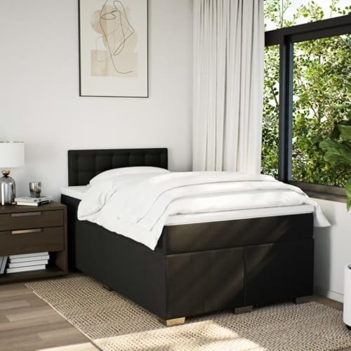 HEFZGDB Boxspringbett mit Matratze Schwarz 120x190 cm Stoff Daybed Gästebett Bettgestell Einzelbett für Gästezimmer Schlafzimmer Wohnbereich Herberge HEFZGDB Boxspringbett mit Matratze Schwarz 120x190 cm Stoff Daybed Gästebett Bettgestell Einzelbett für Gästezimmer Schlafzimmer Wohnbereich Herberge von HEFZGDB