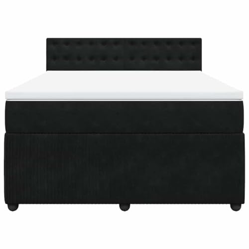 HEFZGDB Boxspringbett mit Matratze Schwarz 140x190 cm Samt Daybed Bettgestell Bed Frame Doppelbett für Wohnbereich Schlafzimmer Gästezimmer Herberge von HEFZGDB
