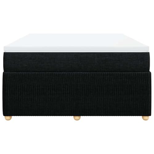HEFZGDB Boxspringbett mit Matratze Schwarz 140x190 cm Stoff Jugendbett Bettgestell Bed Frame Bettrahmen für Gästezimmer Wohnbereich Herberge Schlafzimmer von HEFZGDB
