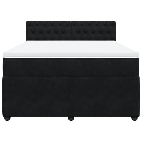 HEFZGDB Boxspringbett mit Matratze Schwarz 140x200 cm Samt Daybed Bettgestell Bed Frame Doppelbett für Wohnbereich Schlafzimmer Gästezimmer Herberge HEFZGDB Boxspringbett mit Matratze Schwarz 140x200 cm Samt Daybed Bettgestell Bed Frame Doppelbett für Wohnbereich Schlafzimmer Gästezimmer Herberge von HEFZGDB