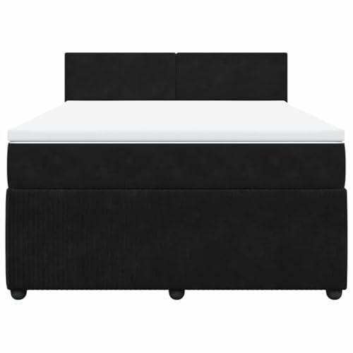 HEFZGDB Boxspringbett mit Matratze Schwarz 140x200 cm Samt Daybed Bettgestell Bed Frame Doppelbett für Wohnbereich Schlafzimmer Gästezimmer Herberge HEFZGDB Boxspringbett mit Matratze Schwarz 140x200 cm Samt Daybed Bettgestell Bed Frame Doppelbett für Wohnbereich Schlafzimmer Gästezimmer Herberge von HEFZGDB