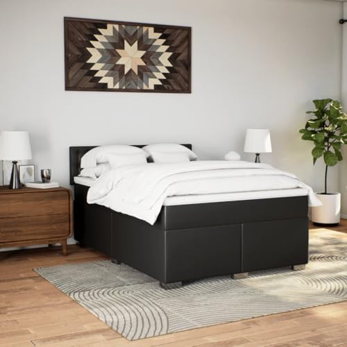 HEFZGDB Boxspringbett mit Matratze Schwarz 160x200 cm Kunstleder Double Bed Gästebett Familienbett Einzelbetten für Wohnbereich Gästezimmer Schlafzimmer Herberge HEFZGDB Boxspringbett mit Matratze Schwarz 160x200 cm Kunstleder Double Bed Gästebett Familienbett Einzelbetten für Wohnbereich Gästezimmer Schlafzimmer Herberge von HEFZGDB
