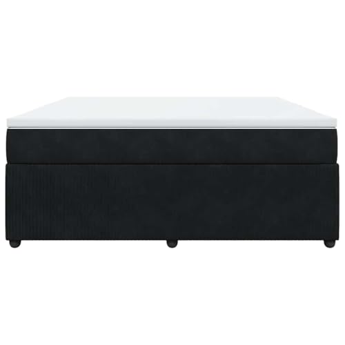 HEFZGDB Boxspringbett mit Matratze Schwarz 180x200 cm Samt Ehebett Bed Frame Familienbett Doppelbett für Gästezimmer Herberge Schlafzimmer Wohnbereich von HEFZGDB