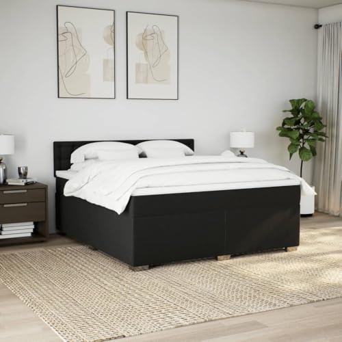 HEFZGDB Boxspringbett mit Matratze Schwarz 180x200 cm Stoff Daybed Gästebett Bettgestell Einzelbett für Gästezimmer Schlafzimmer Wohnbereich Herberge HEFZGDB Boxspringbett mit Matratze Schwarz 180x200 cm Stoff Daybed Gästebett Bettgestell Einzelbett für Gästezimmer Schlafzimmer Wohnbereich Herberge von HEFZGDB